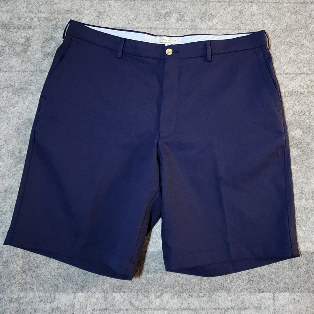 Peter Millar Shorts Mens Size 38 Blue Crown Crafted Golf Active Wear Flat Front